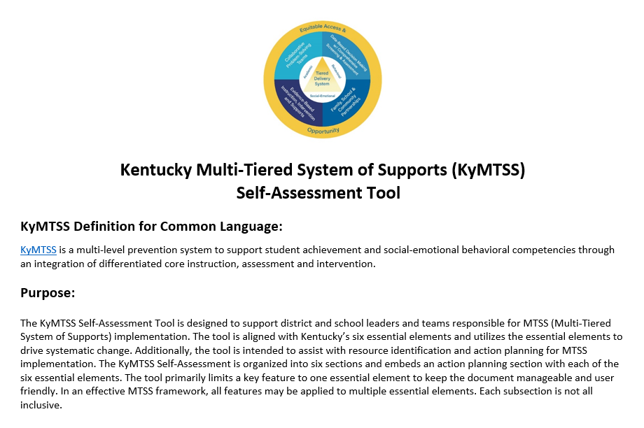 Preview of the KyMTSS Self-Assessment Tool